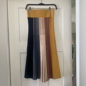 COS Colorblock Pleated Knit Midi Skirt in Mustard Navy Cream Mauve XS never worn